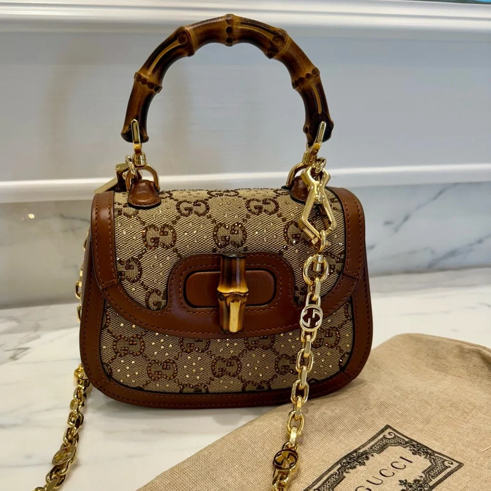 Gucci | Bags | Gucci Bamboo 947 Mini Top Handle Crystal Bag | Poshmark